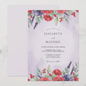 レッドバイオレットポピーの結婚式 招待状 (正面/裏面)
