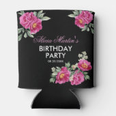 レッドバイオレット牡丹フローラグリーンリーブラック誕生日 缶クーラー (裏面)