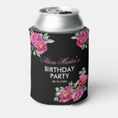 レッドバイオレット牡丹フローラグリーンリーブラック誕生日 缶クーラー (缶裏面)