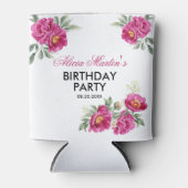 レッドバイオレット牡丹フローラグリーンリー誕生日パーティー 缶クーラー (正面)