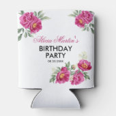 レッドバイオレット牡丹フローラグリーンリー誕生日パーティー 缶クーラー (裏面)