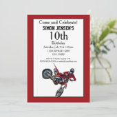 レッドバイクスポーツボーイ誕生日招待状 招待状 (スタンド正面)