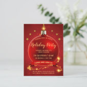 レッドバウエレガントブルクリスマスパーティの招待状 インビテーションポストカード (スタンド正面)