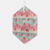 レッドバウブルクリスマスデザイン ガラスオーナメント (正面左)