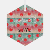 レッドバウブルクリスマスデザイン ガラスオーナメント (裏面)