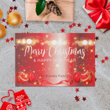 レッドバウブルズアンドスパークルスクリスマス紙ランチョンマット