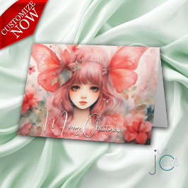 レッドバタフライピクシークリスマスホリデー カード