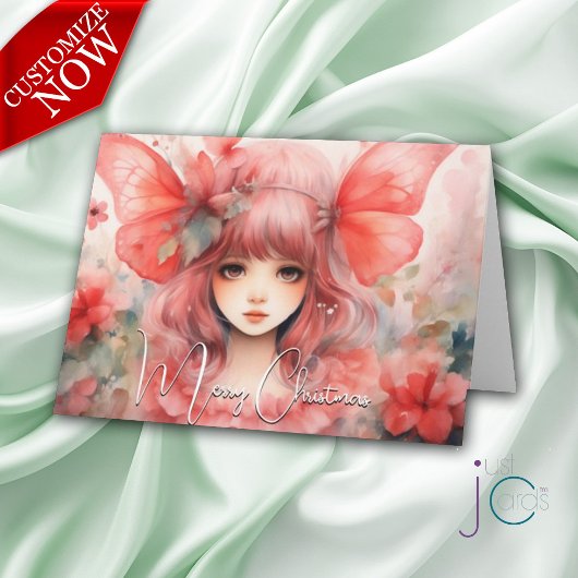 レッドバタフライピクシークリスマスホリデー カード