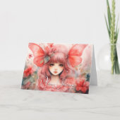 レッドバタフライピクシークリスマスホリデー カード (正面)