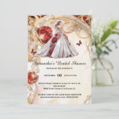 レッドバタフライフローラバラ花嫁2ベブライダルシャワー 招待状 (スタンド正面)