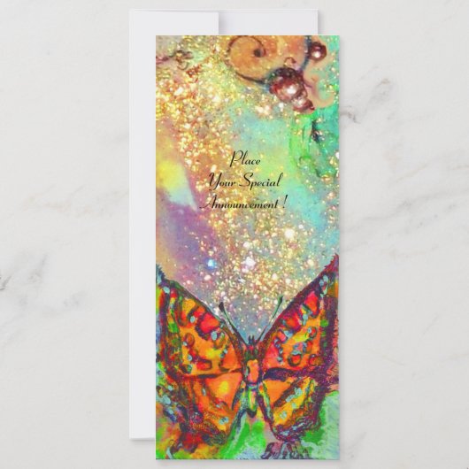 レッドバタフライブルーグリーンティール(緑がかった色)金ゴールドフローラスウィート16 招待状 (裏面)