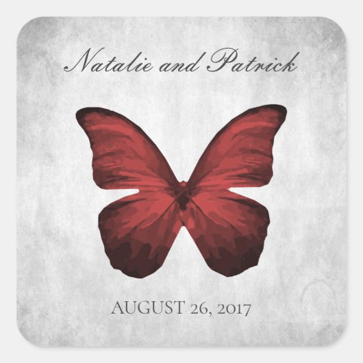 レッドバタフライ結婚式用シール スクエアシール (正面)