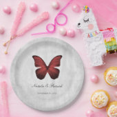 レッドバタフ結婚ィー紙プレート ペーパープレート (パーティー)