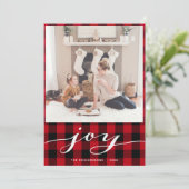 レッドバックモダンバッファロープレイドエレガントスクリプトJOY シーズンカード (スタンド正面)