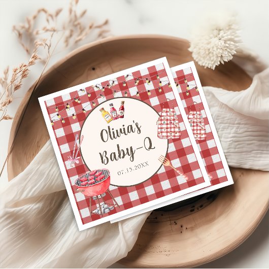 レッドバックヤードBBQベビーQベビーシャワーナプキンズ スタンダードカクテルナプキン