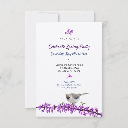 レッドバッドの春のパーティー招待状 招待状 (正面)