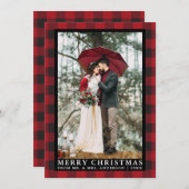 レッドバッファローの結婚写真メリークリスマス シーズンカード (正面/裏面)