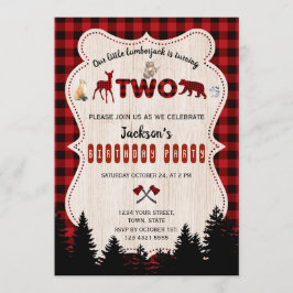 レッドバッファローウッドランドアニマルズボーイ誕生日 招待状