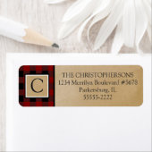 レッドバッファローチェックのプレイド |クラフト紙モノグラム ラベル (インサイチュ)