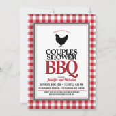 レッドバッファローチェックカップルウェディングシャワーBBQ 招待状 (正面)