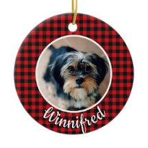 レッドバッファローチェックパーソナライズされたペット写真クリスマス
