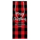 レッドバッファローチェックメリークリスマスカスタム ワインギフトバッグ (裏面)