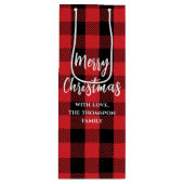 レッドバッファローチェックメリークリスマスカスタム ワインギフトバッグ (正面)