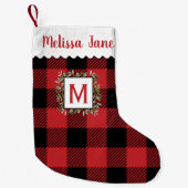 レッドバッファローチェックモノグラムクリスマス スモールクリスマスストッキング (正面)