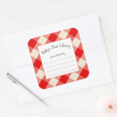 レッドバッファローチェック赤ちゃんシャワーブックプレート スクエアシール (封筒)