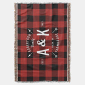 レッドバッファローチェック&ファームハウスアローモノグラム スローブランケット (正面縦)