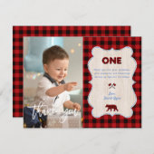 レッドバッファローフォトボーイファースト誕生日 サンキューカード (正面/裏面)