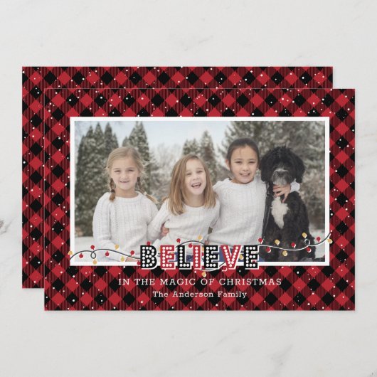 レッドバッファロープライド雪信じ写真ホリデーカード シーズンカード (正面/裏面)