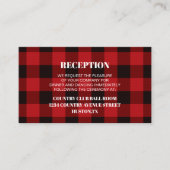 レッドバッファロープラッドのラスティックな冬のウェディングディレクション エンクロージャーカード (正面)