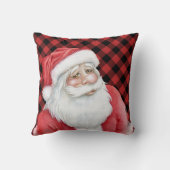 レッドバッファロープレイドとサンタクロース クッション (裏面)