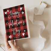 レッドバッファロープレイドとハートハッピーバレンタインデー シーズンカード