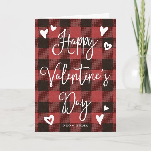 レッドバッファロープレイドとハートハッピーバレンタインデー シーズンカード (正面)