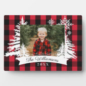 レッドバッファロープレイドのルースティックパイントゥリー家族写真 フォトプラーク (正面)