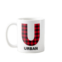 レッドバッファロープレイドはっきりしたイニシャルUモノグラム