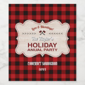 レッドバッファロープレイドウッドホリデーインナーパーティー ワインラベル (シングルラベル)