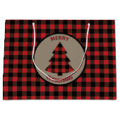 レッドバッファロープレイドクリスマスツリーラージ抱き枕 ラージペーパーバッグ (正面)