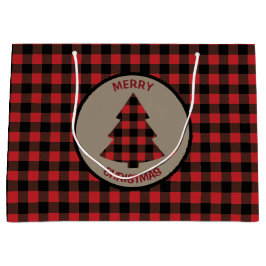 レッドバッファロープレイドクリスマスツリーラージ抱き枕 ラージペーパーバッグ