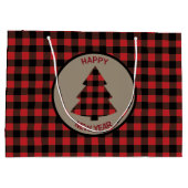 レッドバッファロープレイドクリスマスツリーラージ抱き枕 ラージペーパーバッグ (裏面)