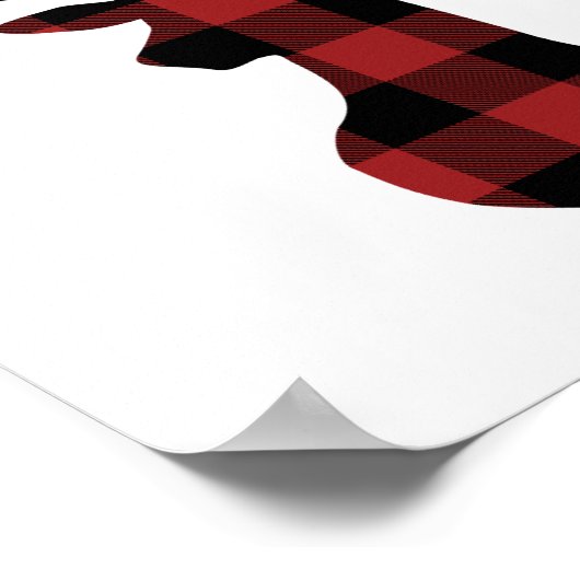 レッドバッファロープレイドクリスマスディアシルエット ポスター (角)