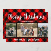 レッドバッファロープレイドクリスマスフォトカード シーズンカード (正面/裏面)