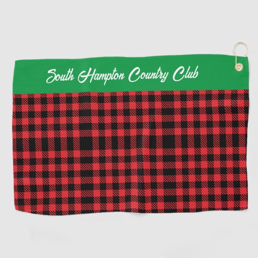 レッドバッファロープレイドゴルフタオルカスタム/クラブ名 ゴルフタオル (横)