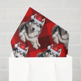 レッドバッファロープレイドハスキードッグクリスマスホリデー 薄葉紙