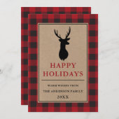 レッドバッファロープレイドハッピーホリデーズディアクラフト シーズンカード (正面/裏面)