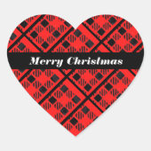 レッドバッファロープレイドハートクリスマスステッカー ハートシール (正面)
