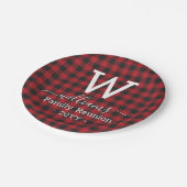 レッドバッファロープレイドファミリー懇親会モノグラムの ペーパープレート (アングル)