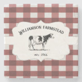 レッドバッファロープレイドファームカウストーンコースター ストーンコースター (正面)